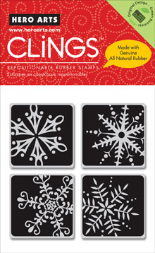 Four Framed Snowflakes Cling Rubber Stamps (Set of 4)