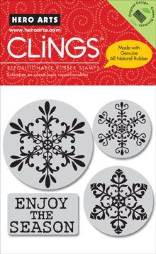 Four Snowflakes Cling Rubber Stamps (set of 4)