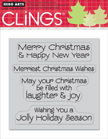 Jolly Holiday Wishes Cling Stamp Set of 4
