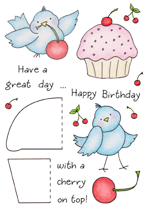 Cupcake Birdy HoneyPop Stamp Set