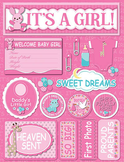 Signature Series 3 - It's A Girl Stickers