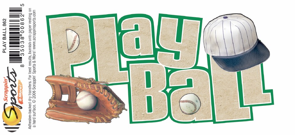 Baseball Rub-Ons - Play Ball Title