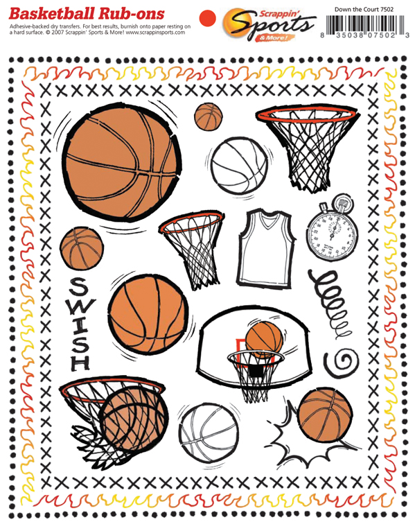 Basketball Rub-Ons- Down the Court