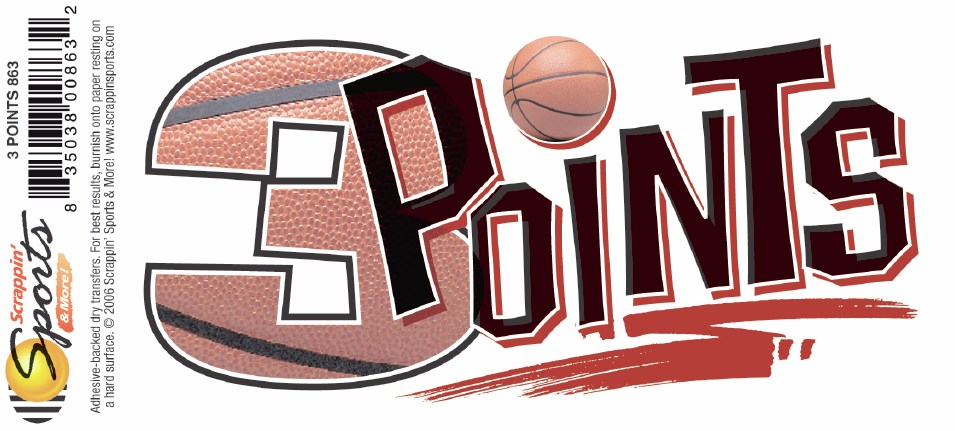 Basketball Rub-Ons- 3 Points Title