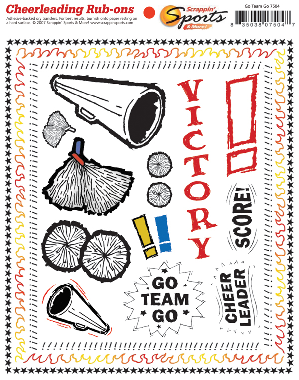 Cheerleading Rub-Ons - Go Team Go
