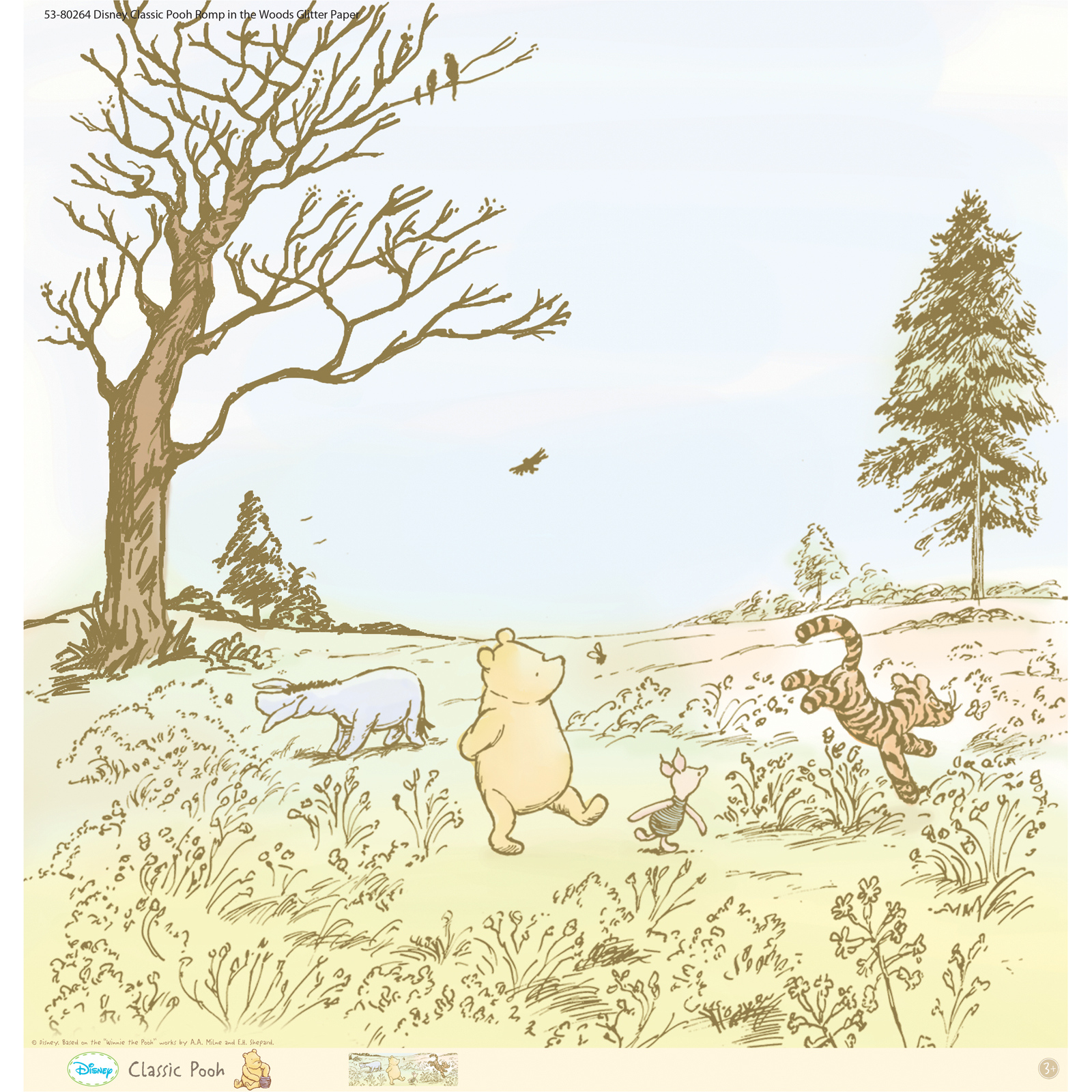 Disney Paper - Classic Pooh Romp in the Woods Glitter