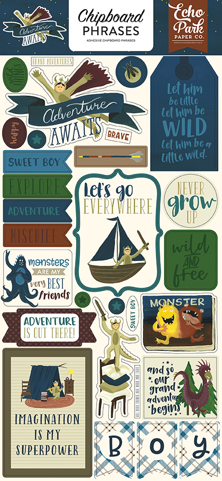Adventure Awaits Chipboard Phrases