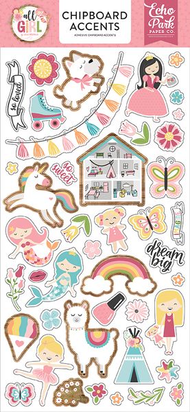 All Girl Chipboard Accents