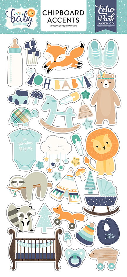 Hello Baby Boy Chipboard Accents