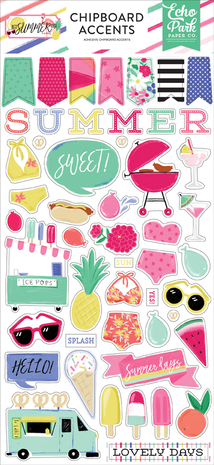 Best Summer Ever 6x13 Chipboard Accents