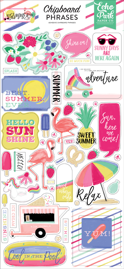 Best Summer Ever 6x13 Chipboard Phrases