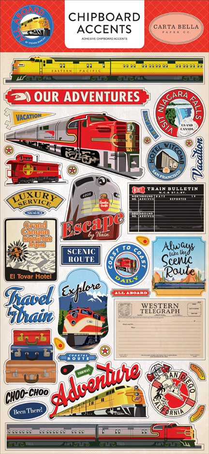 All Aboard 6x13 Chipboard Accents