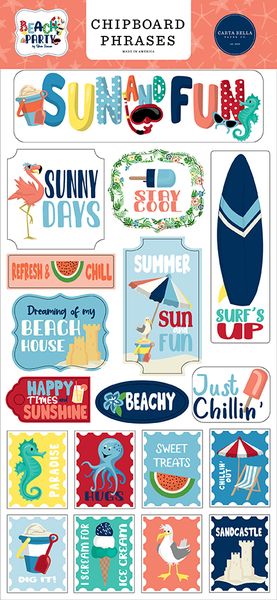 Beach Party Chipboard Phrases