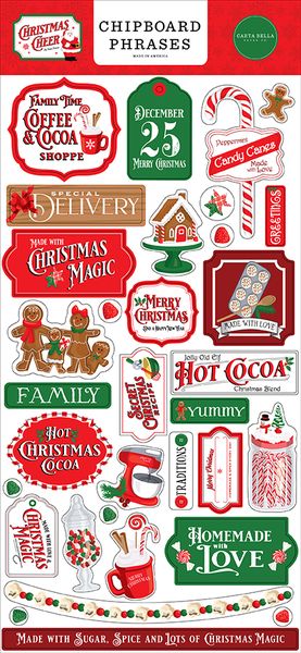 Christmas Cheer 6x13 Chipboard Phrases