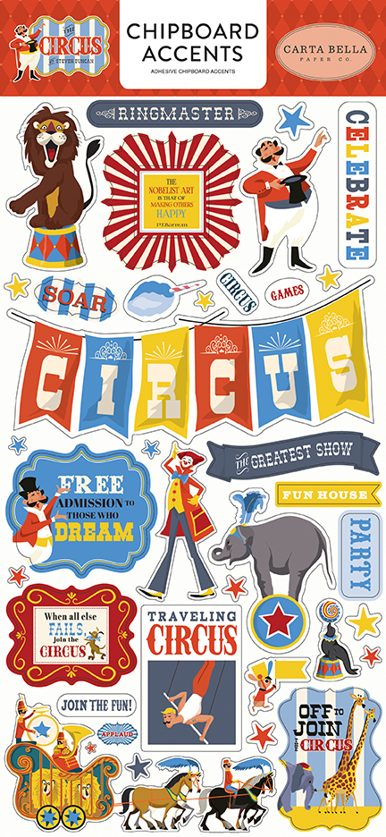 Circus 6x13 Chipboard Phrases