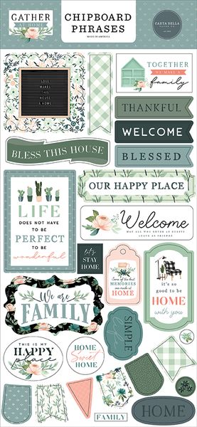 Gather at Home Chipboard Phrases