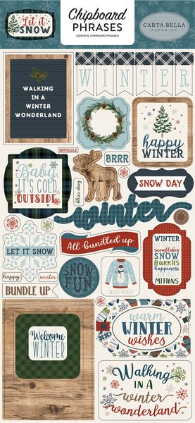Let It Snow 6x13 Chipboard Phrases