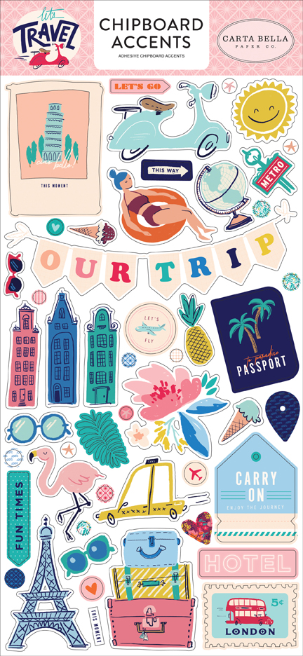 Let's Travel 6x13 Chipboard Accents
