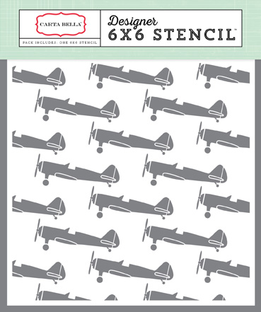 Old World Travel: Vintage Airplane 6x6 Stencil
