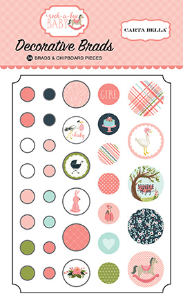 Rock-a-Bye Baby Girl Decorative Brads