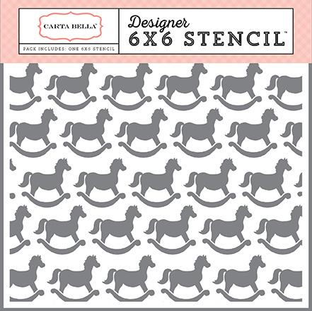 Rock a Bye Baby Girl: Rocking Horse 6x6 Stencil Set