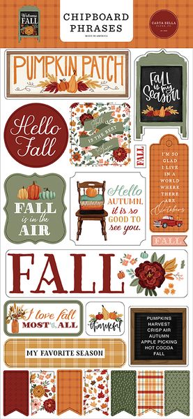 Welcome Fall Chipboard Phrases
