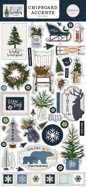 Welcome Winter Chipboard Accents