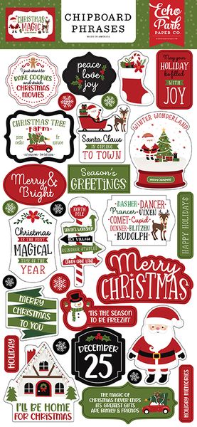 Christmas Magic 6x13 Chipboard Phrases