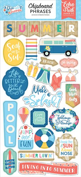 Dive Into Summer: Chipboard Phrases