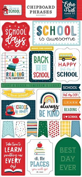 First Day Of School Chipboard Phrases