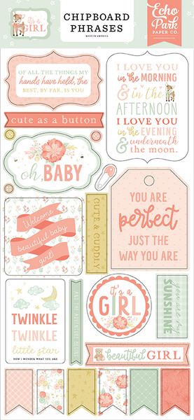 It's A Girl 6x13 Chipboard Phrases