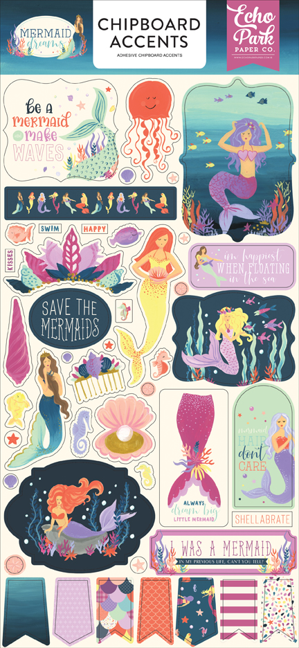Mermaid Dreams 6x13 Chipboard Accents
