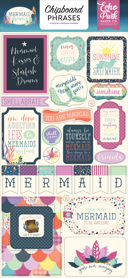 Mermaid Dreams 6x13 Chipboard Phrases