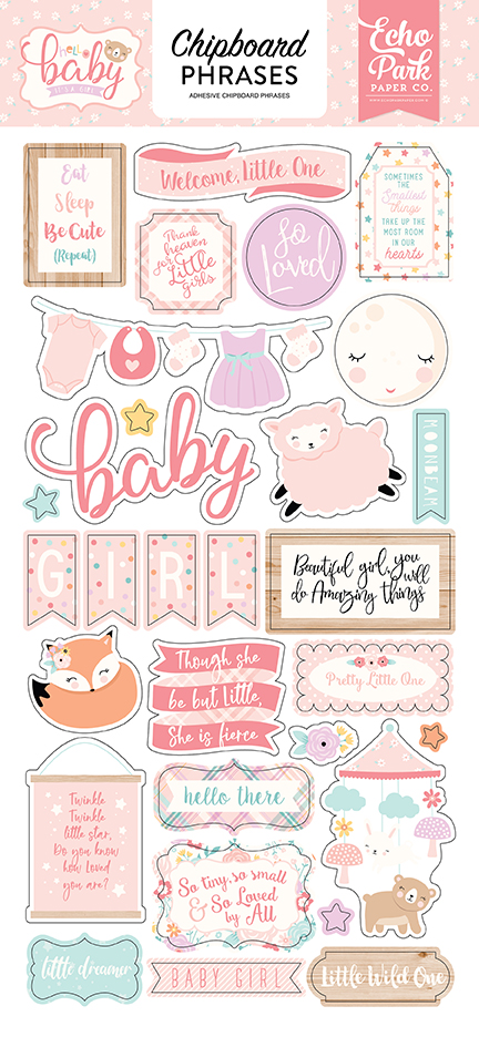 Hello Baby Girl 6x13 Chipboard Phrases