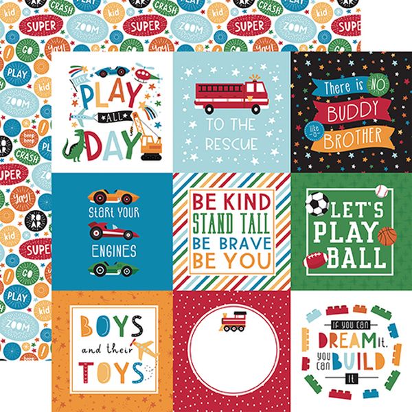 Play All Day Boy: 4X4 Journaling Cards