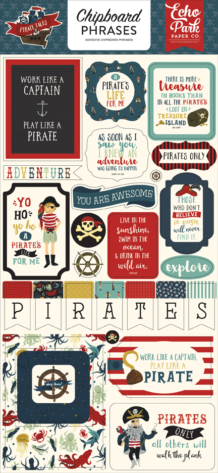 Pirate Tales 6x13 Chipboard Phrases