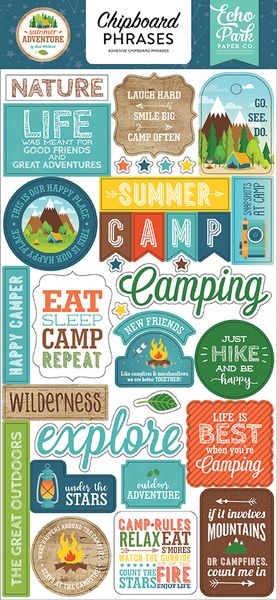 Summer Adventure 6x13 Chipboard Phrases