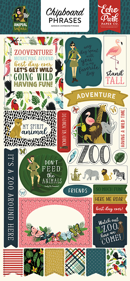 Animal Safari 6x13 Chipboard Phrases