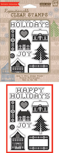 Basic Grey Happy Holidays Clear Stamp