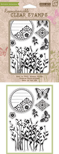 Basic Grey Butterflies & Wild Flowers Clear Stamp