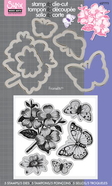 Stamp & Diecut Antique Flowers & Butterflies
