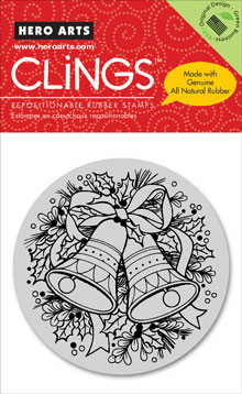 Wreath with Bells Cling Rubber Stamp