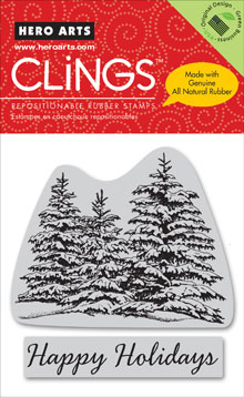 Happy Holiday Trees Cling Rubber Stamps (Set of 2)
