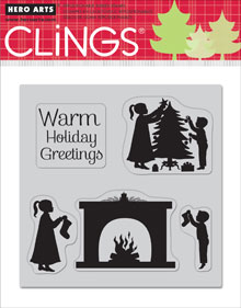 Warm Holiday Greetings Cling Stamp Set of 5
