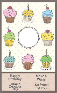 Cupcake Cards With Messages Wood Stamp