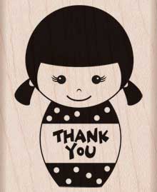 Thank You Girl Wood Stamp