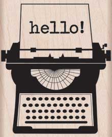 Hello Typewriter Wood Mounted Stamp