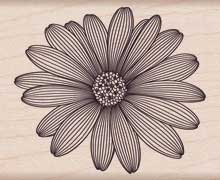 Etched Daisy Mounted Wood Stamp