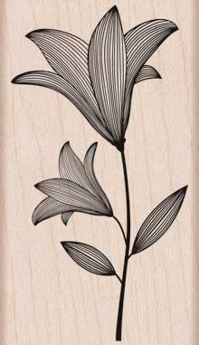 Etched Flower With Stem Wood Stamp