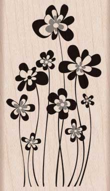 Jumping Flowers Mounted Wood Stamp